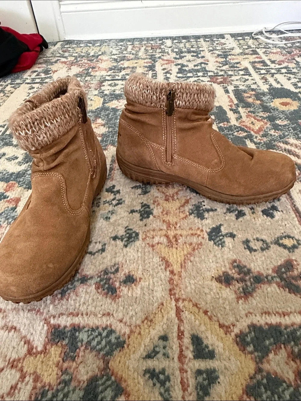 Khombu Tan Suede Winter Boot with Knit Cuff